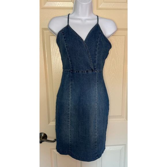 Active USA Denim Jean V-neck Dress - Picture 1 of 9